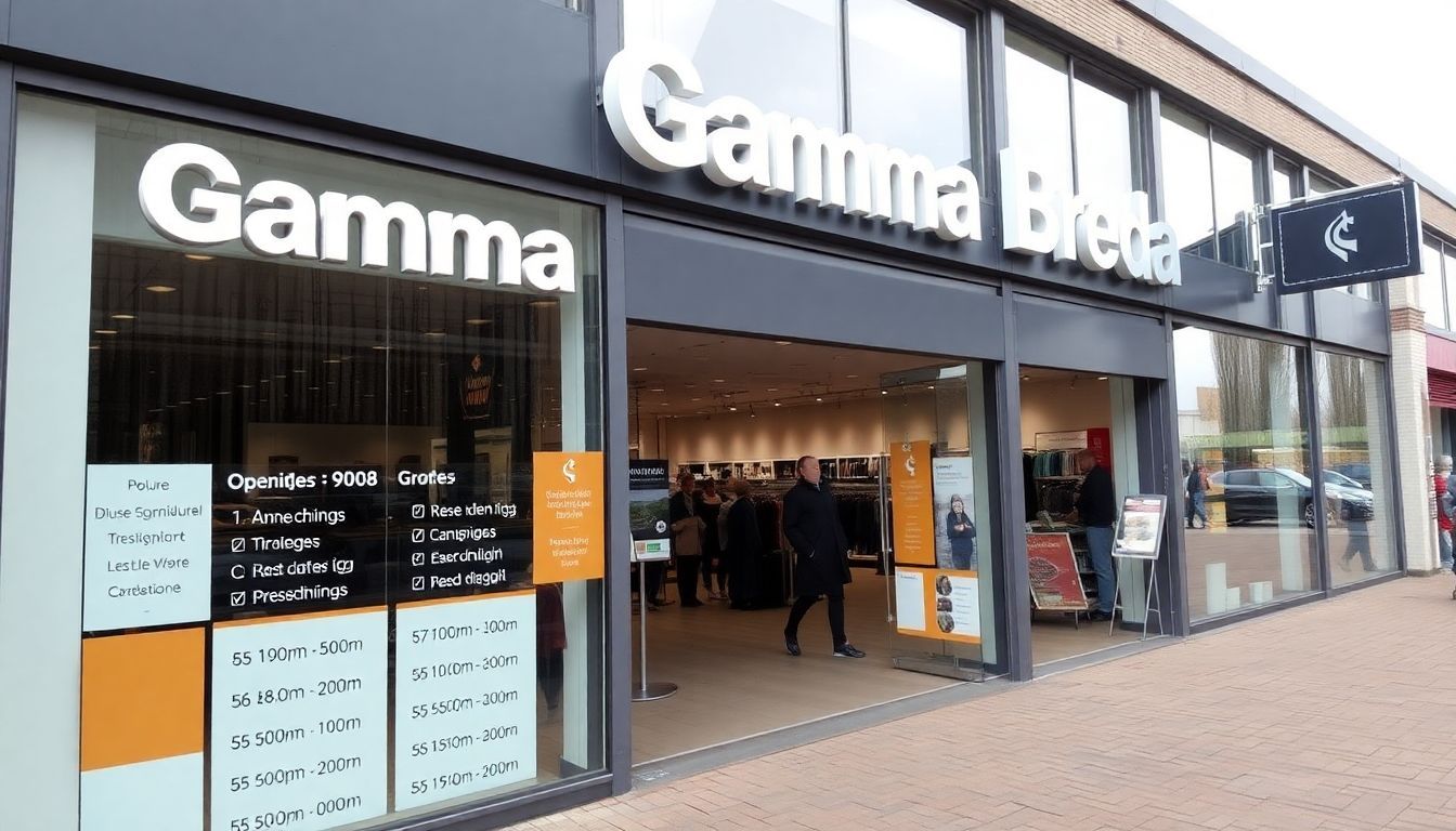 Een duidelijke foto van de externe Gamma Breda-winkel.