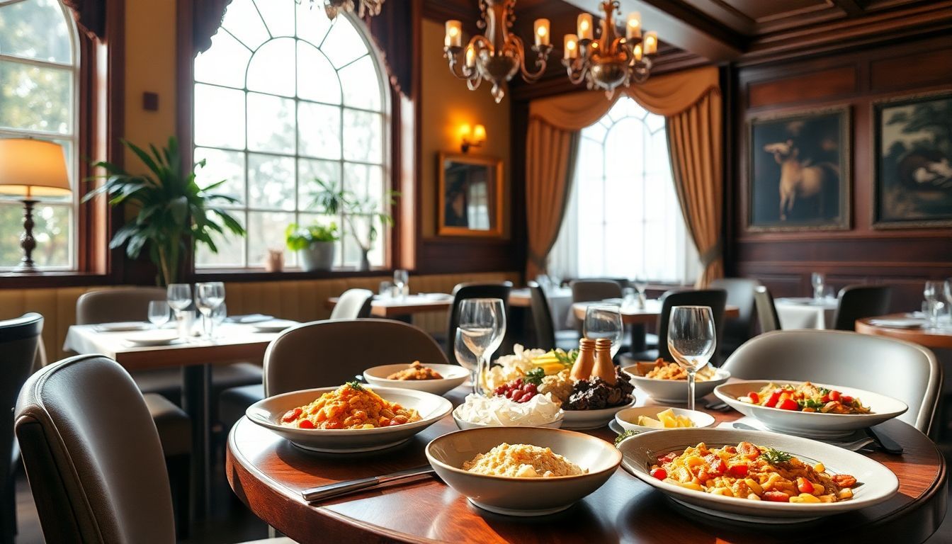 Een gezellig restaurant in Hotel Breda met een mooi gedekte tafel.