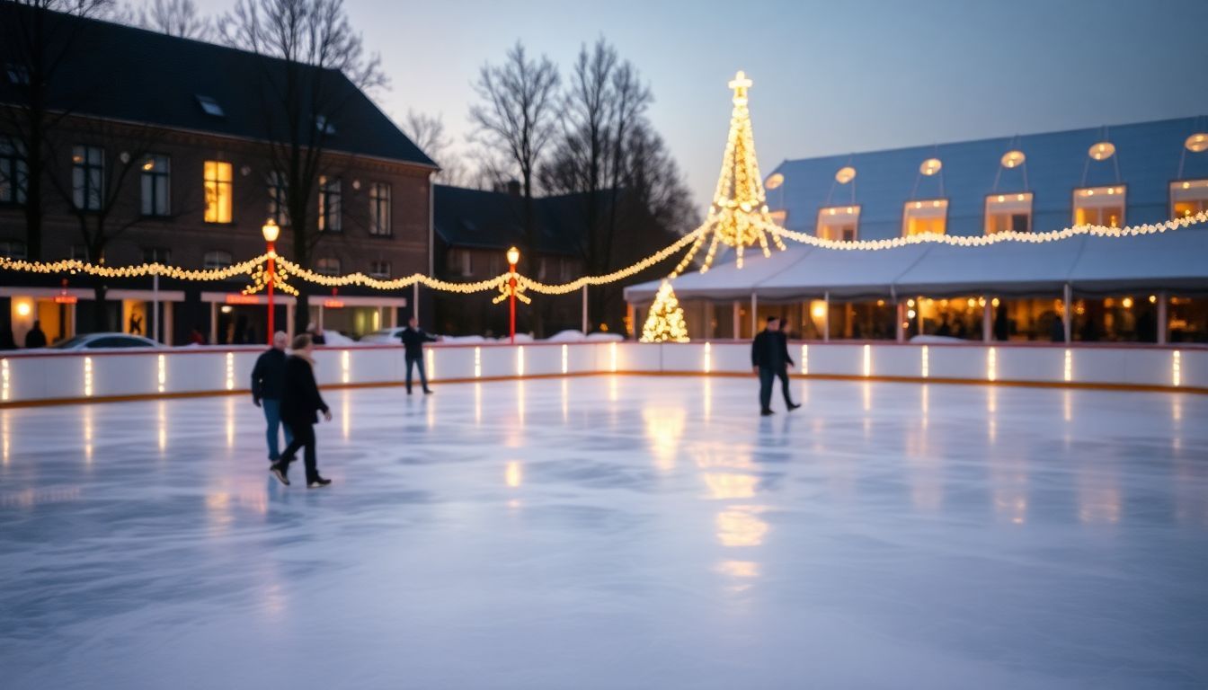 Een rustige en uitnodigende ijspiste in Breda, omringd door winterse charme.